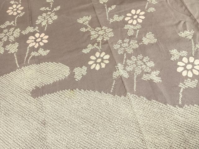 平和屋着物●色留訪問着　絞り　草花文　金糸　正絹　逸品　AABK7813fy
