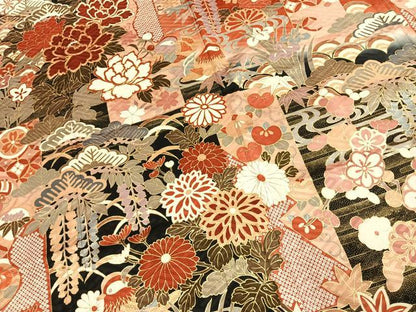 平和屋着物●豪華振袖　駒刺繍　松竹梅　花鳥文　暈し染め　金彩　正絹　逸品　AABK7814fy