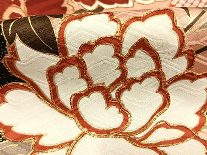 平和屋着物●豪華振袖　駒刺繍　松竹梅　花鳥文　暈し染め　金彩　正絹　逸品　AABK7814fy