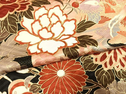 平和屋着物●豪華振袖　駒刺繍　松竹梅　花鳥文　暈し染め　金彩　正絹　逸品　AABK7814fy