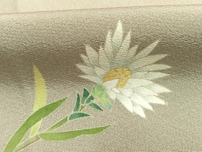 平和屋着物●京加賀糸目友禅作家　山崎巌　色留訪問着　草花文　正絹　逸品　AABK7816fy