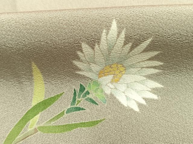 平和屋着物●京加賀糸目友禅作家　山崎巌　色留訪問着　草花文　正絹　逸品　AABK7816fy