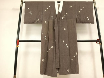 平和屋着物●長襦袢　無双仕立て　舞葉文　一珍染め　正絹　逸品　AABK7819fy
