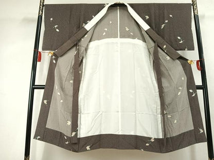 平和屋着物●長襦袢　無双仕立て　舞葉文　一珍染め　正絹　逸品　AABK7819fy