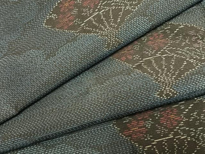 平和屋着物●本場大島紬　扇面花文　正絹　逸品　未使用　AABK7821fy