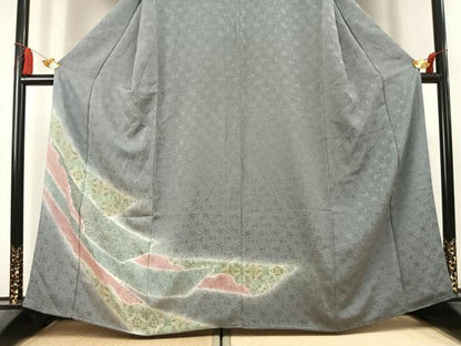 平和屋着物●訪問着　熨斗花文　暈し染め　正絹　逸品　AABK7826fy