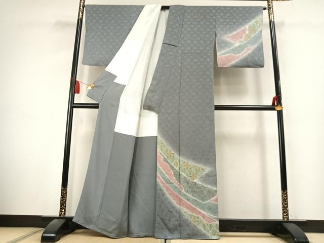 平和屋着物●訪問着　熨斗花文　暈し染め　正絹　逸品　AABK7826fy