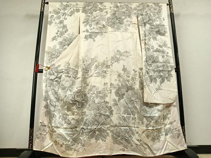 平和屋着物●豪華振袖　手描き　枝梅花文　正絹　逸品　AABK7829fy