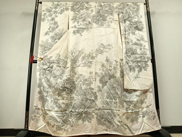 平和屋着物●豪華振袖　手描き　枝梅花文　正絹　逸品　AABK7829fy