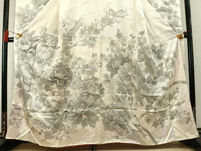 平和屋着物●豪華振袖　手描き　枝梅花文　正絹　逸品　AABK7829fy