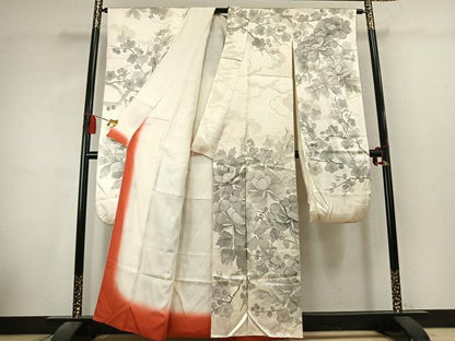 平和屋着物●豪華振袖　手描き　枝梅花文　正絹　逸品　AABK7829fy