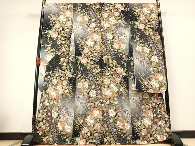 平和屋着物●豪華振袖　辻が花　舞蝶文　暈し染め　金彩　正絹　逸品　AABK7830fy