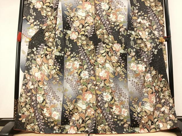 平和屋着物●豪華振袖　辻が花　舞蝶文　暈し染め　金彩　正絹　逸品　AABK7830fy