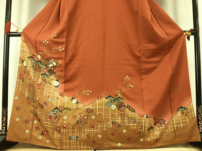 平和屋着物●訪問着　雪輪花文　暈し染め　金彩　正絹　逸品　AABK7832fy