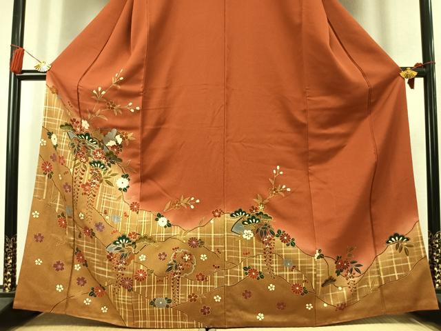 平和屋着物●訪問着　雪輪花文　暈し染め　金彩　正絹　逸品　AABK7832fy