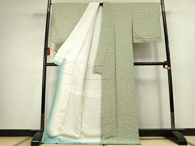 平和屋着物●上質な小紋　草花文　ロング丈　正絹　逸品　未使用　AABK7834fy