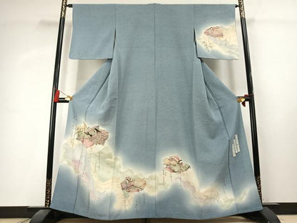 平和屋着物●友禅師・京の名工・伝統工芸士・樽本伊勢蔵　訪問着　人物文　暈し染め　金銀彩　正絹　逸品　AABK7838fy