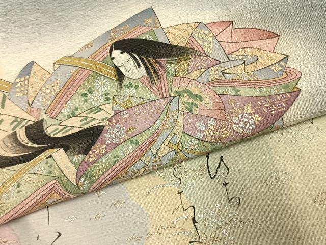 平和屋着物●友禅師・京の名工・伝統工芸士・樽本伊勢蔵　訪問着　人物文　暈し染め　金銀彩　正絹　逸品　AABK7838fy
