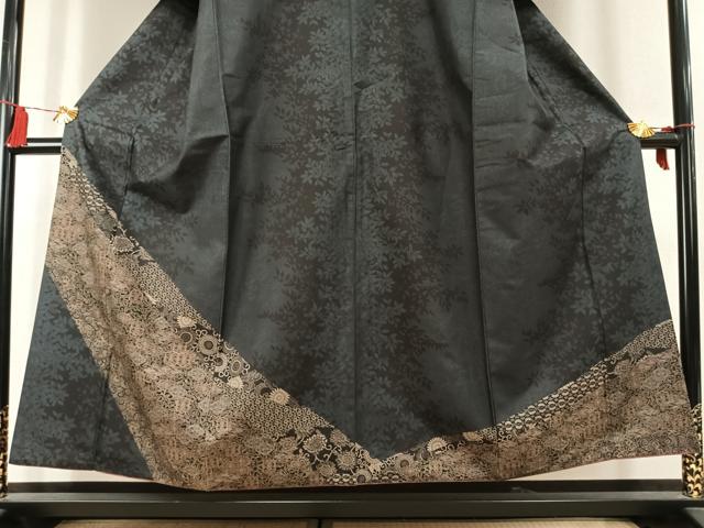 平和屋着物●本場大島紬　訪問着　斜縞花唐草文　正絹　逸品　AABK7839fy