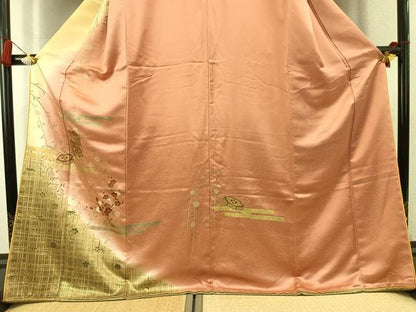 平和屋着物●訪問着　駒刺繍　貝桶花文　暈し染め　金彩　やまと誂製　正絹　逸品　未使用　AABK7840fy