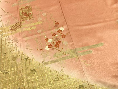 平和屋着物●訪問着　駒刺繍　貝桶花文　暈し染め　金彩　やまと誂製　正絹　逸品　未使用　AABK7840fy