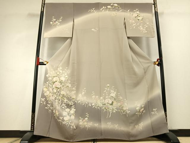 平和屋着物●訪問着　友禅　作家物　草花文　暈し染め　正絹　逸品　AABK7842fy