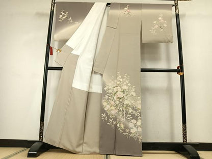 平和屋着物●訪問着　友禅　作家物　草花文　暈し染め　正絹　逸品　AABK7842fy