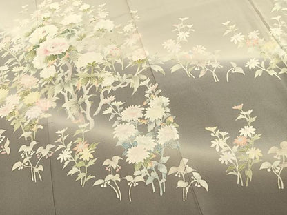 平和屋着物●訪問着　友禅　作家物　草花文　暈し染め　正絹　逸品　AABK7842fy