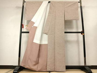 平和屋着物●上質な小紋　紬地　墨流し文様　正絹　逸品　AABK7843fy