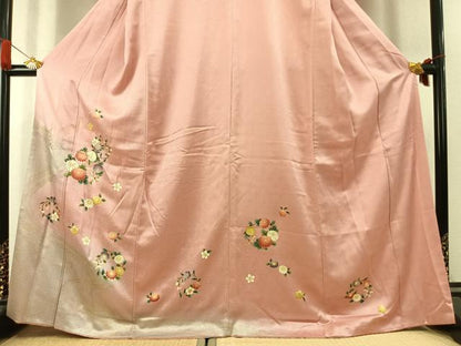平和屋着物●訪問着　草花文　暈し染め　金彩　正絹　逸品　AABK7849fy