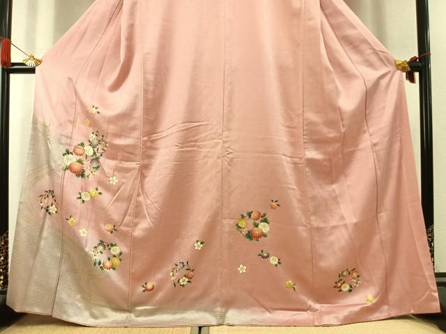 平和屋着物●訪問着　草花文　暈し染め　金彩　正絹　逸品　AABK7849fy