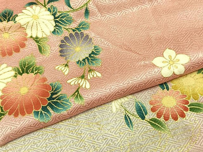 平和屋着物●訪問着　草花文　暈し染め　金彩　正絹　逸品　AABK7849fy