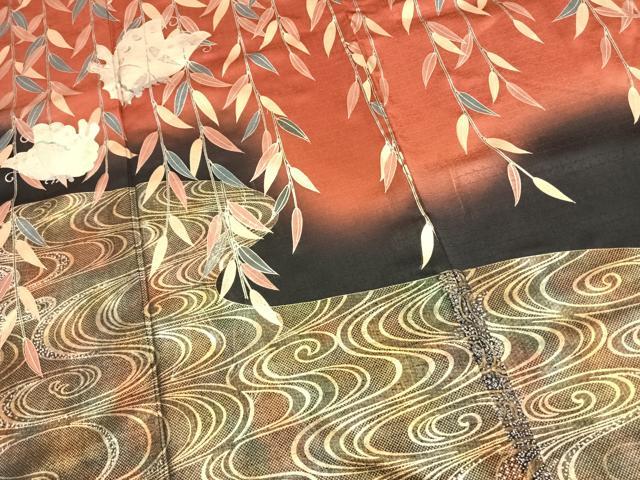 平和屋着物●豪華振袖　舞蝶文　暈し染め　金銀彩　正絹　逸品　AABK7850fy