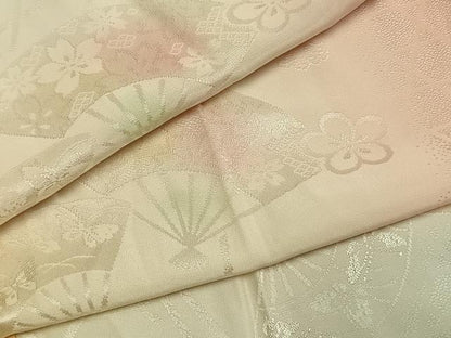 平和屋着物●振袖用長襦袢　無双仕立て　扇面花地紋　暈し染め　やまと誂製　正絹　逸品　AABK7851fy