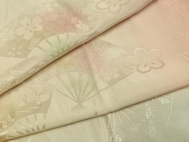 平和屋着物●振袖用長襦袢　無双仕立て　扇面花地紋　暈し染め　やまと誂製　正絹　逸品　AABK7851fy