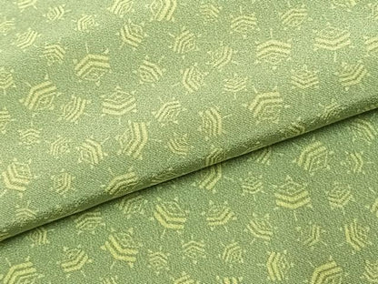 平和屋着物●上質な小紋　萬葉染　糸巻文　浜ちりめん　反端付き　正絹　逸品　未使用　AABK7852fy