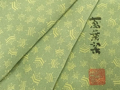 平和屋着物●上質な小紋　萬葉染　糸巻文　浜ちりめん　反端付き　正絹　逸品　未使用　AABK7852fy