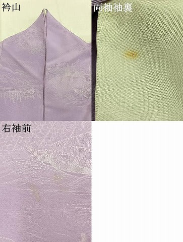 平和屋着物●上質な色無地　風景地紋　薄葡萄色　正絹　逸品　AABK7853fy