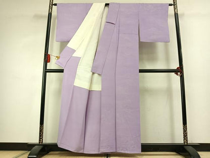 平和屋着物●上質な色無地　風景地紋　薄葡萄色　正絹　逸品　AABK7853fy