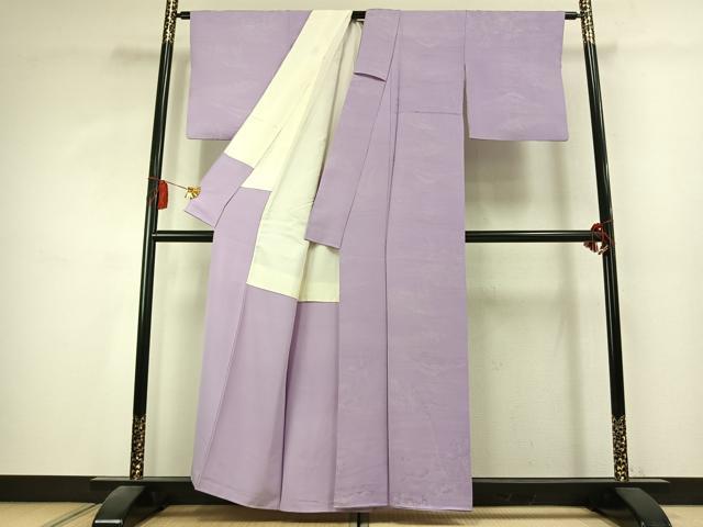平和屋着物●上質な色無地　風景地紋　薄葡萄色　正絹　逸品　AABK7853fy