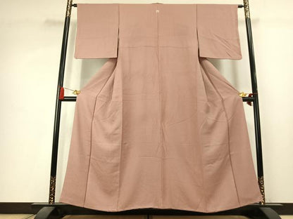 平和屋着物●上質な色無地　霞地紋　赤白橡色　正絹　逸品　AABK7855fy