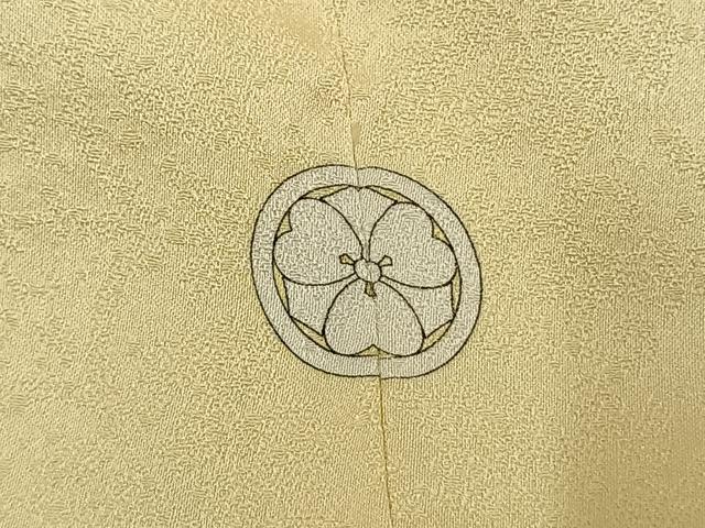 平和屋着物●上質な色無地　草花地紋　鳥の子色　鈴乃屋扱い　正絹　逸品　AABK7863fy