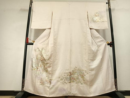 平和屋着物●訪問着　草花文　暈し染め　金銀彩　やまと誂製　正絹　逸品　AABK7864fy