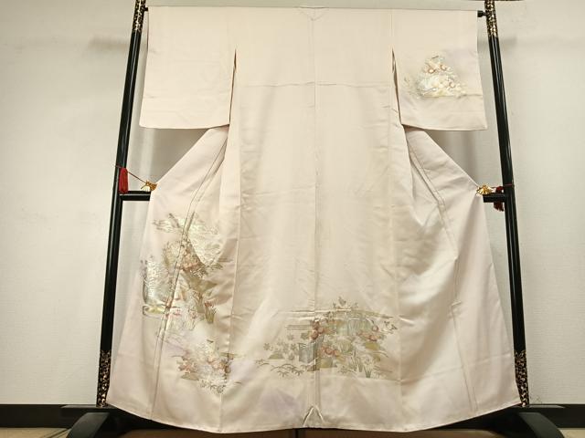 平和屋着物●訪問着　草花文　暈し染め　金銀彩　やまと誂製　正絹　逸品　AABK7864fy