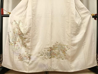 平和屋着物●訪問着　草花文　暈し染め　金銀彩　やまと誂製　正絹　逸品　AABK7864fy