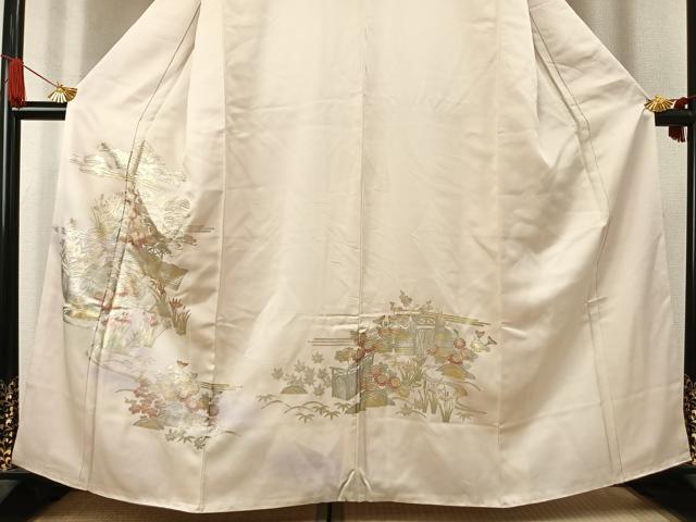 平和屋着物●訪問着　草花文　暈し染め　金銀彩　やまと誂製　正絹　逸品　AABK7864fy