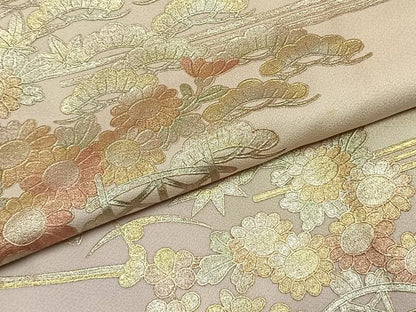 平和屋着物●訪問着　草花文　暈し染め　金銀彩　やまと誂製　正絹　逸品　AABK7864fy