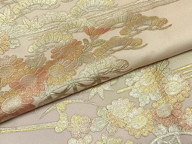 平和屋着物●訪問着　草花文　暈し染め　金銀彩　やまと誂製　正絹　逸品　AABK7864fy