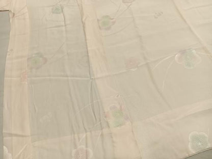 平和屋着物●振袖用長襦袢　無双仕立て　舞桜地紋　暈し染め　半衿刺繍　正絹　逸品　AABK7867fy