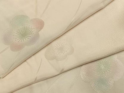 平和屋着物●振袖用長襦袢　無双仕立て　舞桜地紋　暈し染め　半衿刺繍　正絹　逸品　AABK7867fy